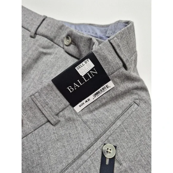 Ballin Dress Pants Comfort Eze Mens 42x37 Gray Wool Cashmere Flannel SOHO